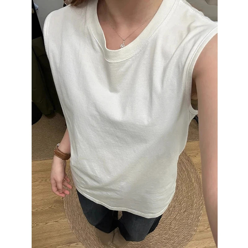 夏季无袖背心百搭纯棉重磅坎肩背心男女同款cleanfit简约汗衫T恤