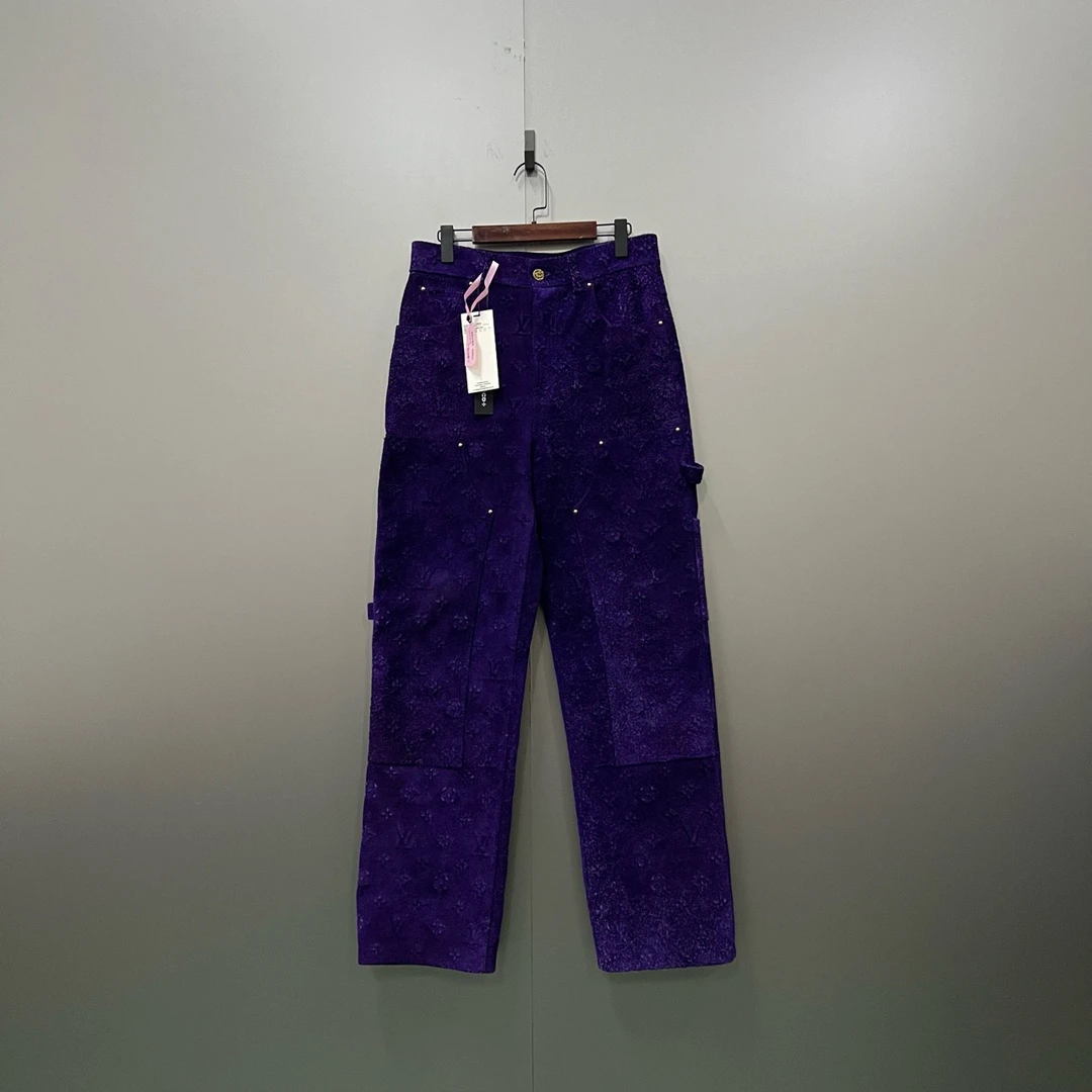 95新 LouisVuitton/路易威登 yy 满印压纹绒面长裤 29码 501295