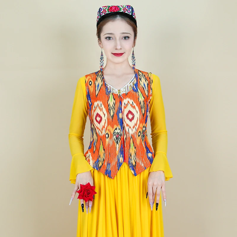 天山美翼清货福利民族风烫金艾德莱斯短马甲（热销）19:00