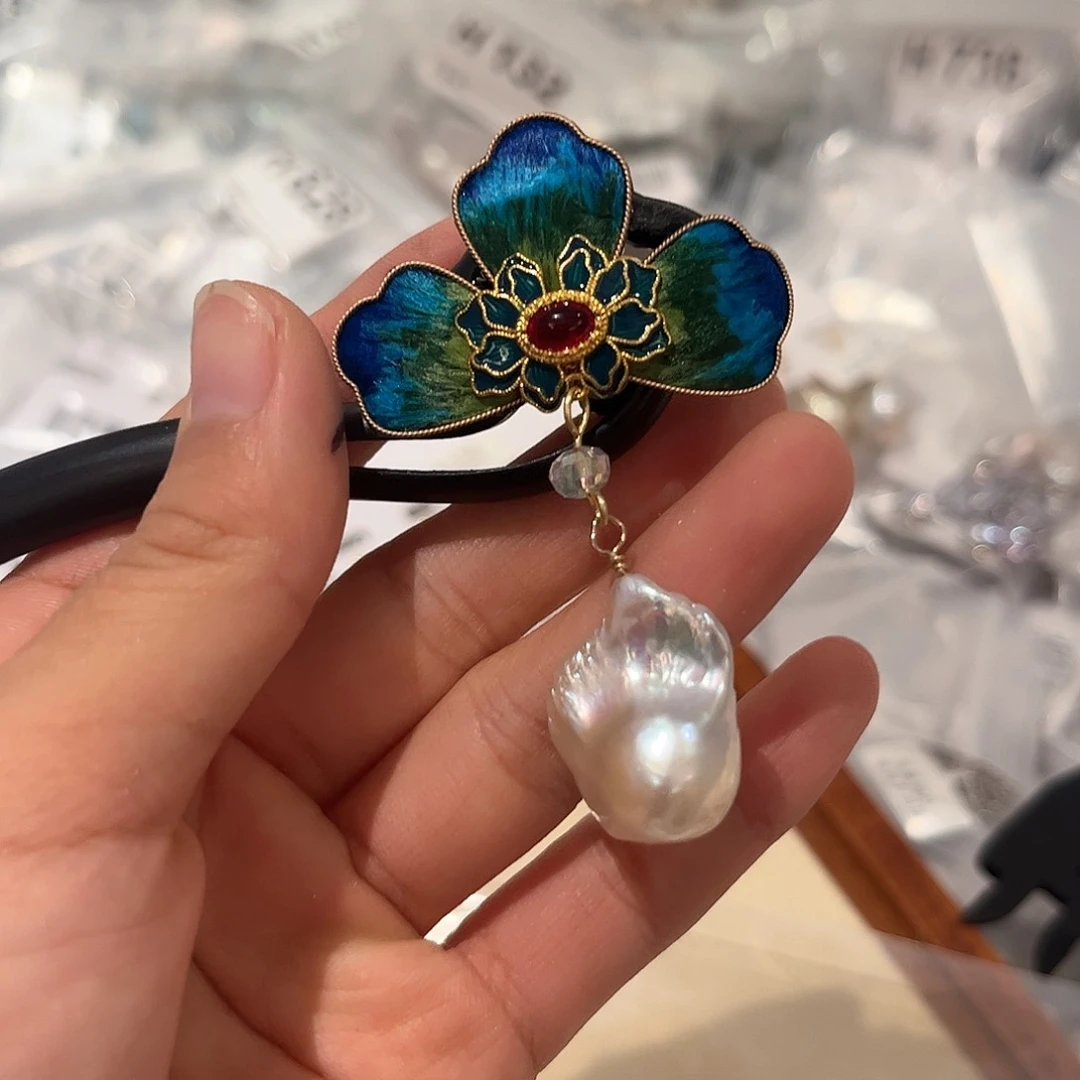 合金淡水珍珠耳饰