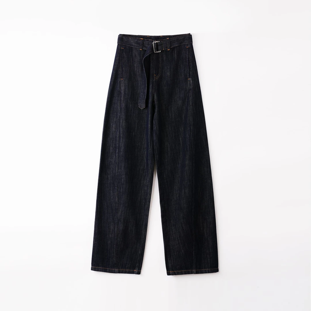 JINGXI[Iema1re]25新款L家同款扭缝系带天丝棉牛仔裤LM809