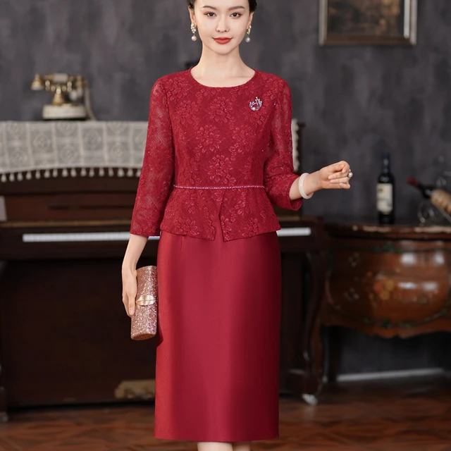 结婚礼喜妈妈礼服假两件套装喜服2025新款喜婆婆婚宴装连衣裙春装