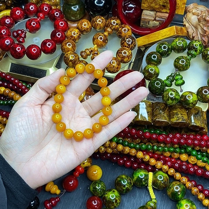 松木琥珀木文玩手串