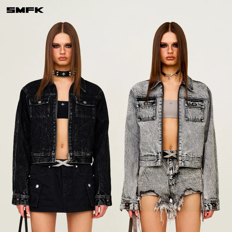 SMFK十字经典骑士夹克 CG006BJ 时尚休闲做旧机车翻领短款外套