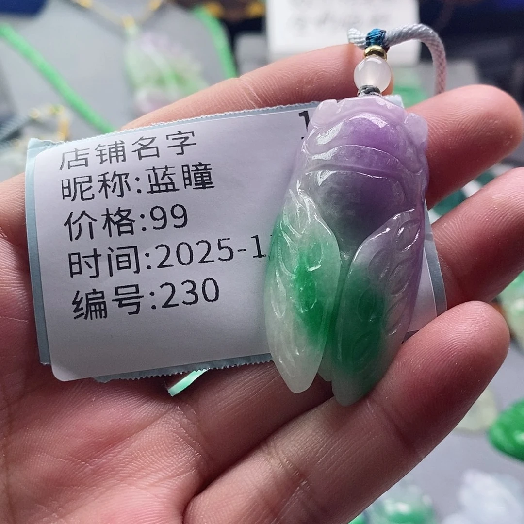蓝***瞳翡翠未镶嵌吊坠(赠链)