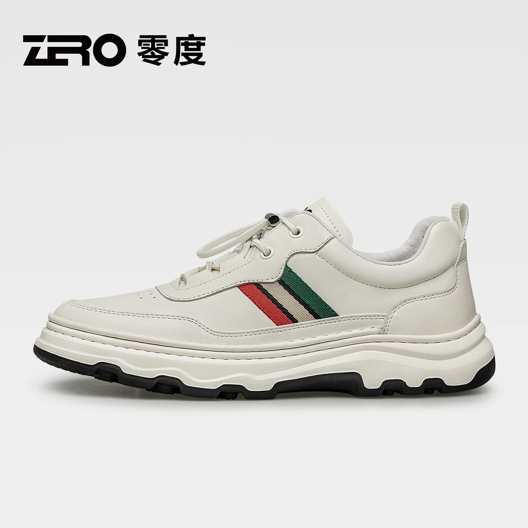 ZRO零度简约轻便圆头休闲皮鞋软底经典百搭小白鞋男士休闲鞋53718