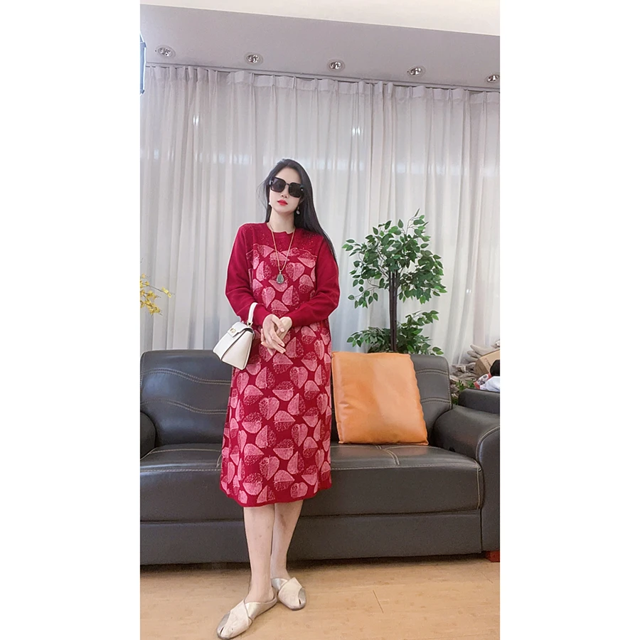 4636 秋冬新款大码女装连衣裙气质长袖长裙