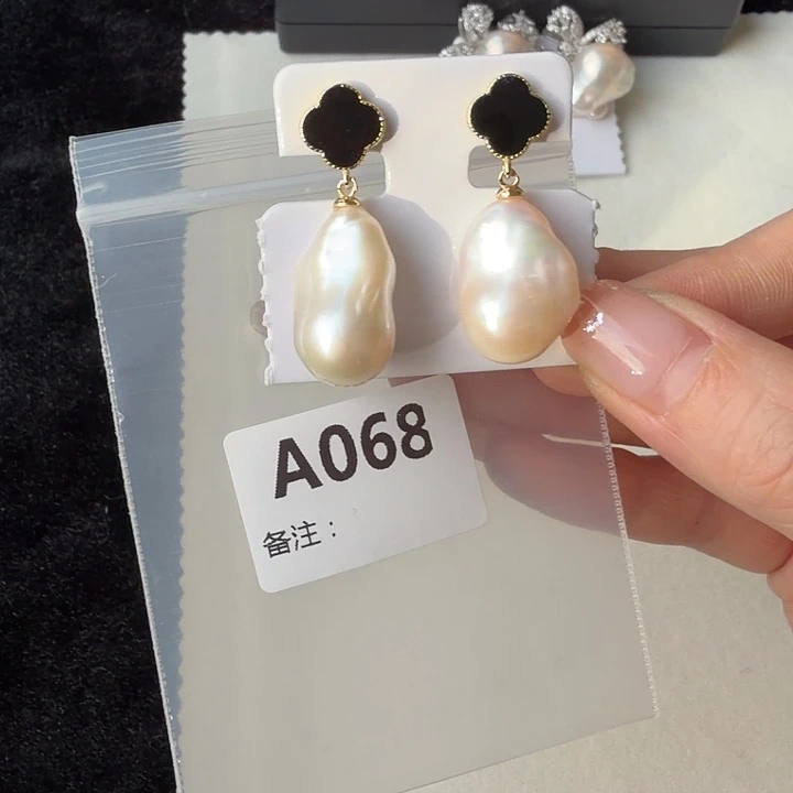 耳饰银S925镶嵌淡水珍珠