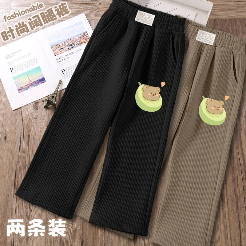 阔腿裤女童春秋新款直筒中大童儿童长裤百搭洋气休闲灯芯绒裤子