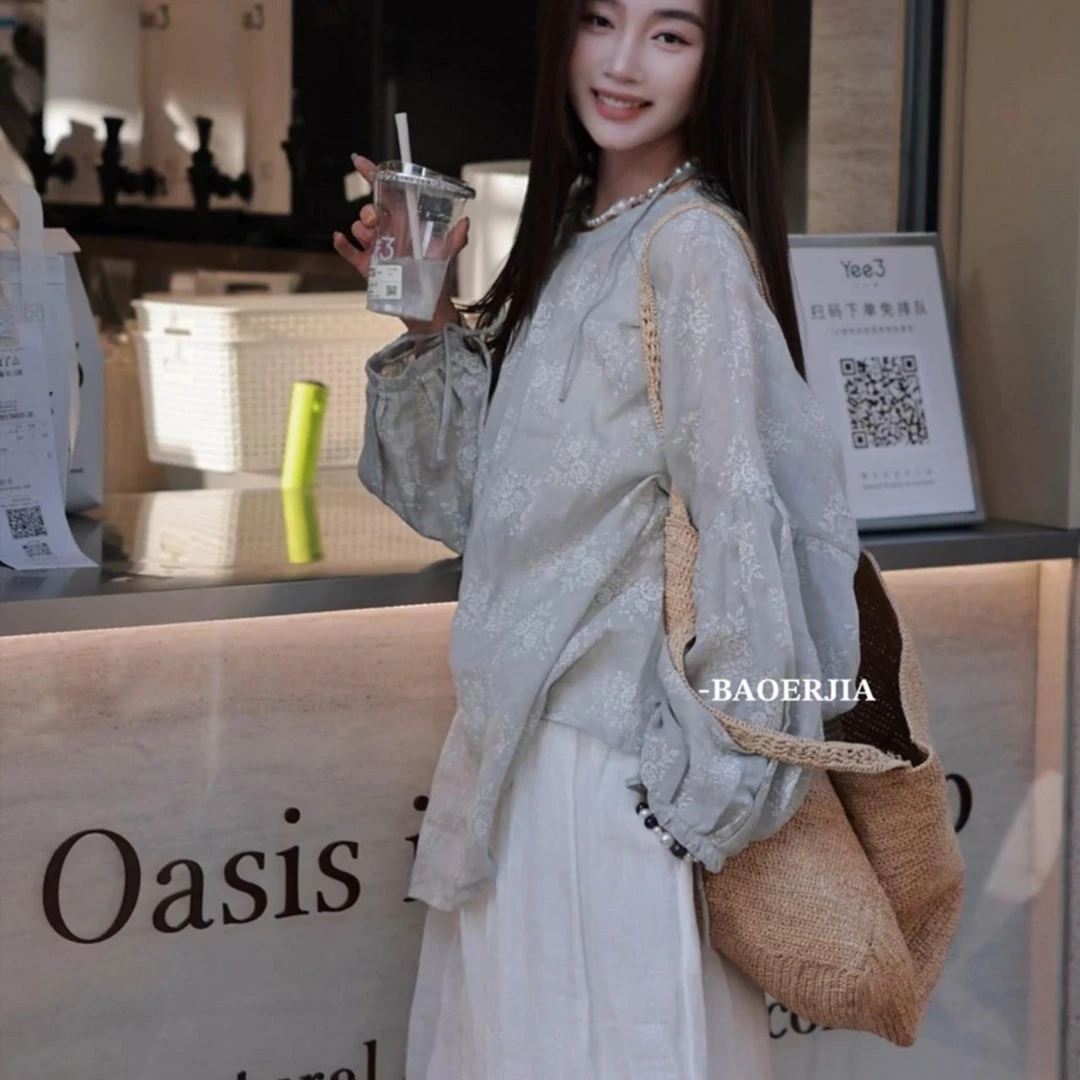 28-宝儿家含幂BK86125104春夏仙气温柔风数码印花超细苎麻衬衣