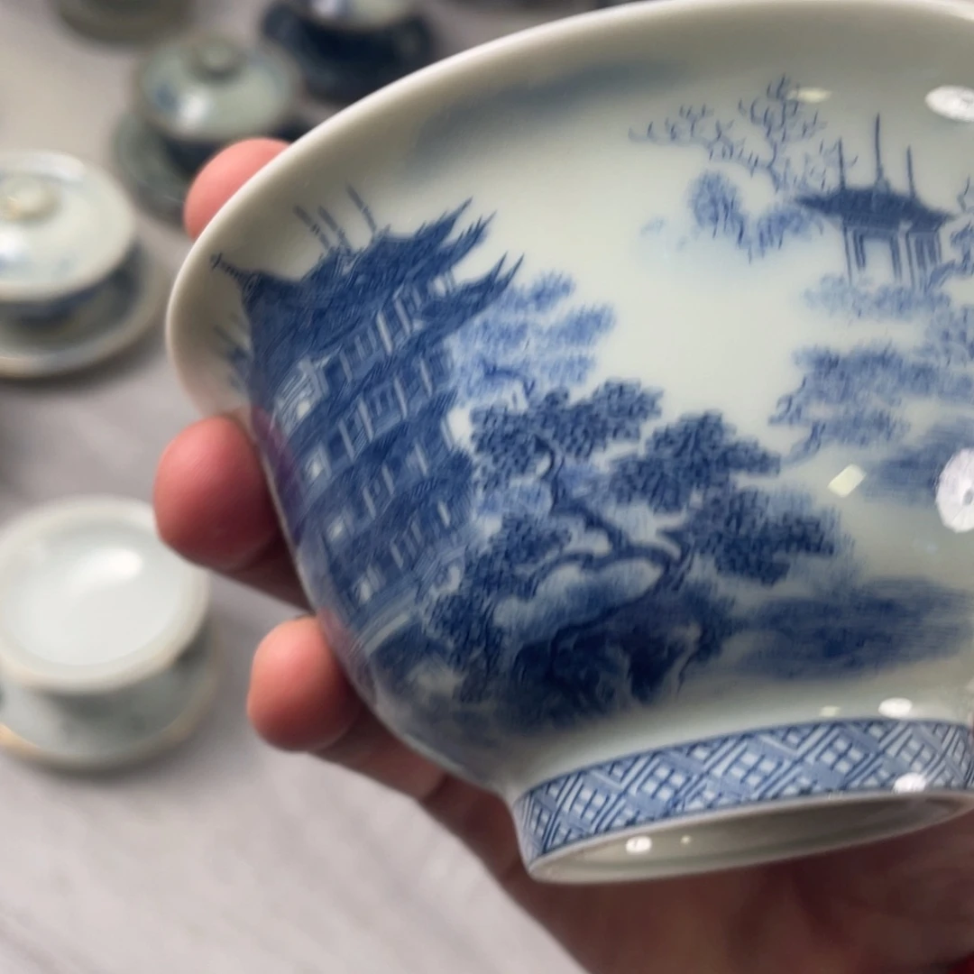 杯黄鹤楼白瓷盖碗微瑕