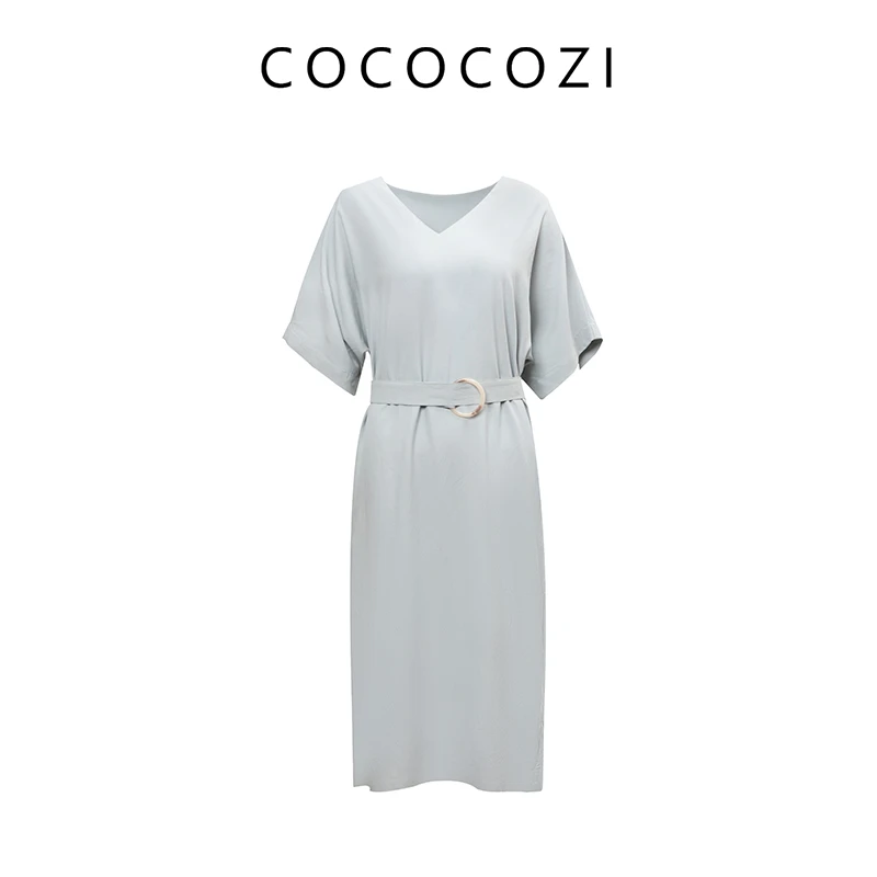 【梦诗专属】COCOCOZI桑蚕丝优雅气质慵懒日系风连衣裙242CO059L