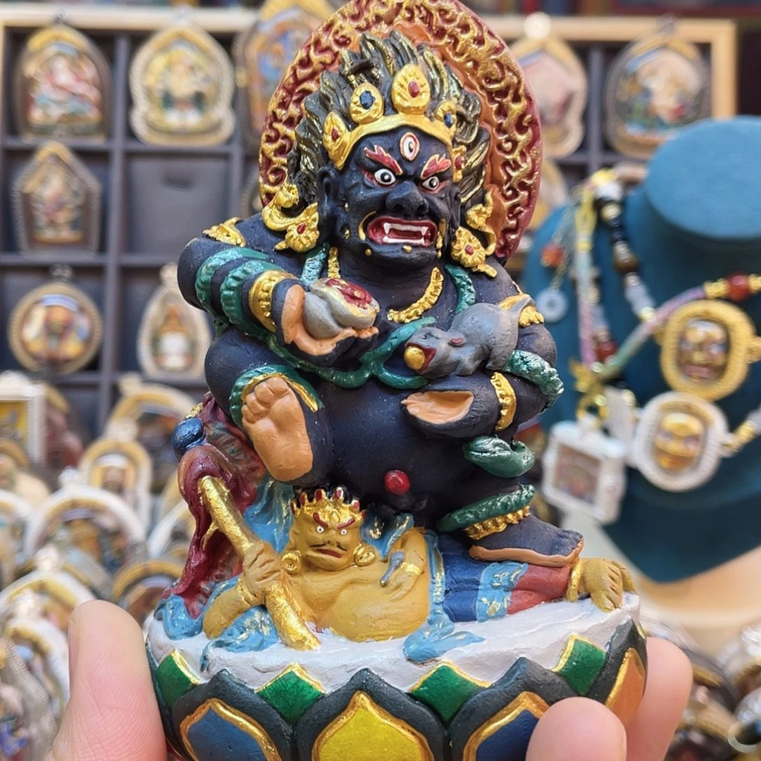 泥塑泥塑 黑财神 桌摆件（约高12宽7.5厘米