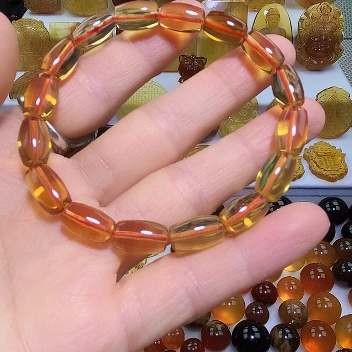 琥珀未镶嵌吊坠(不含链)天然缅甸琥珀茶珀桶珠手串