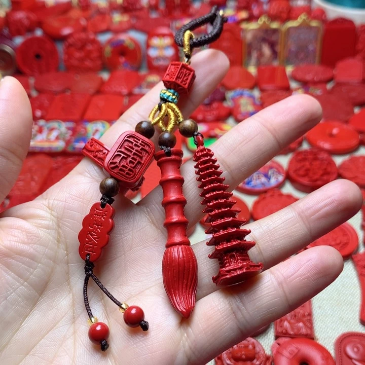 天然辰砂工艺品朱砂钥匙扣