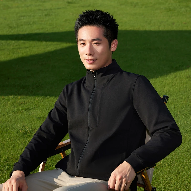 【都市户外】男装立领拼接夹克2025秋季新款面料免烫男士高弹外套