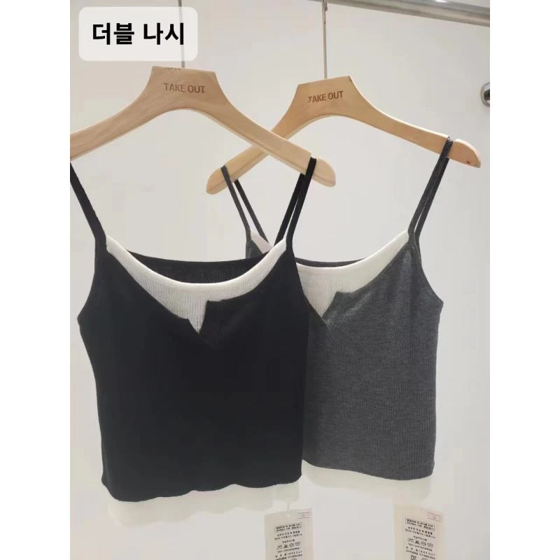 韩国欧巴家假两件背心吊带106