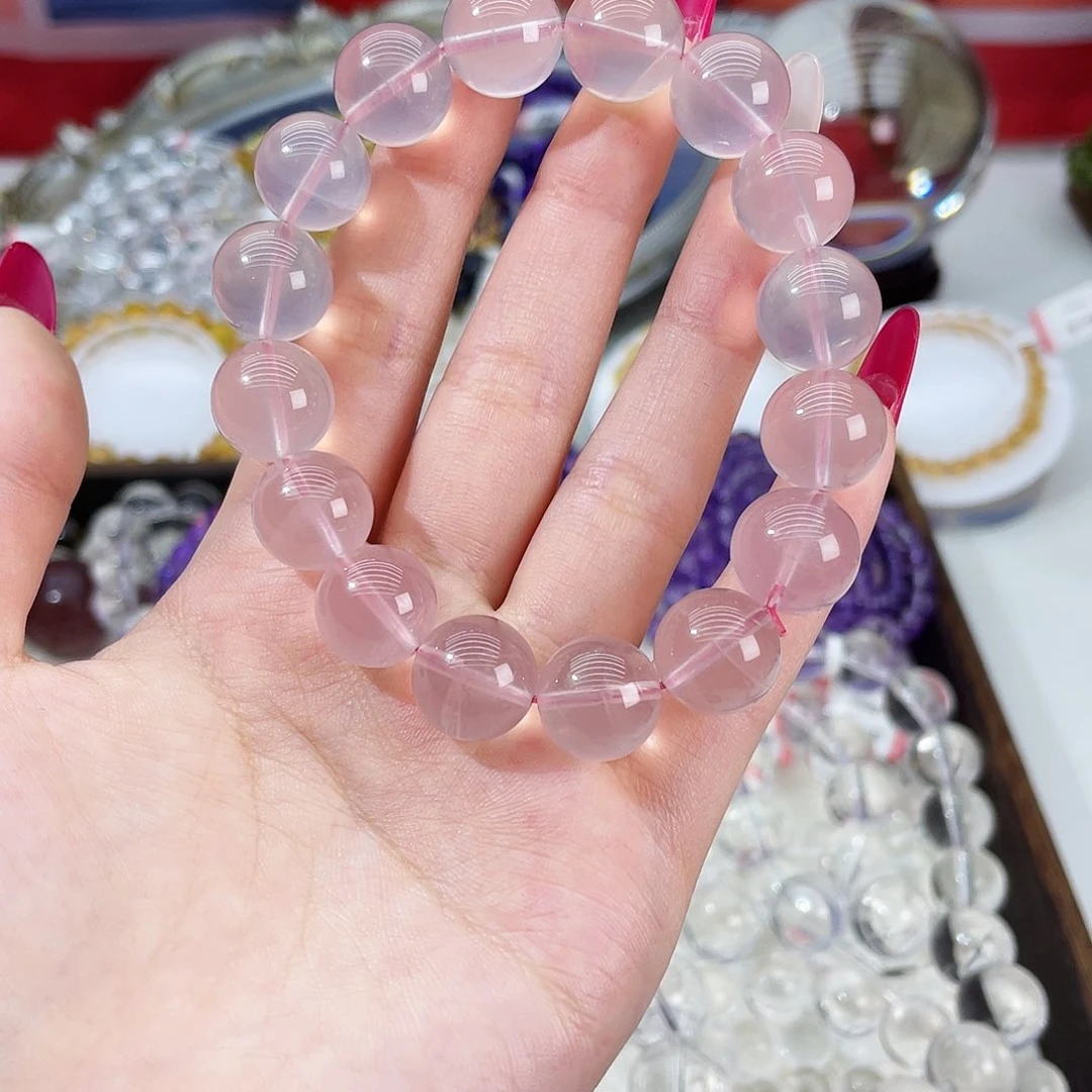 玉12mm净水粉手链