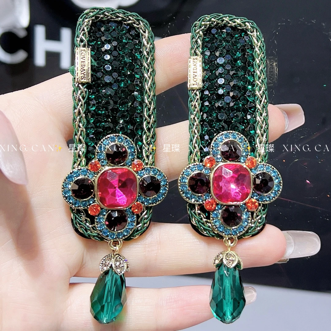 法式民族风古风时尚重工绿色轻奢气质发卡