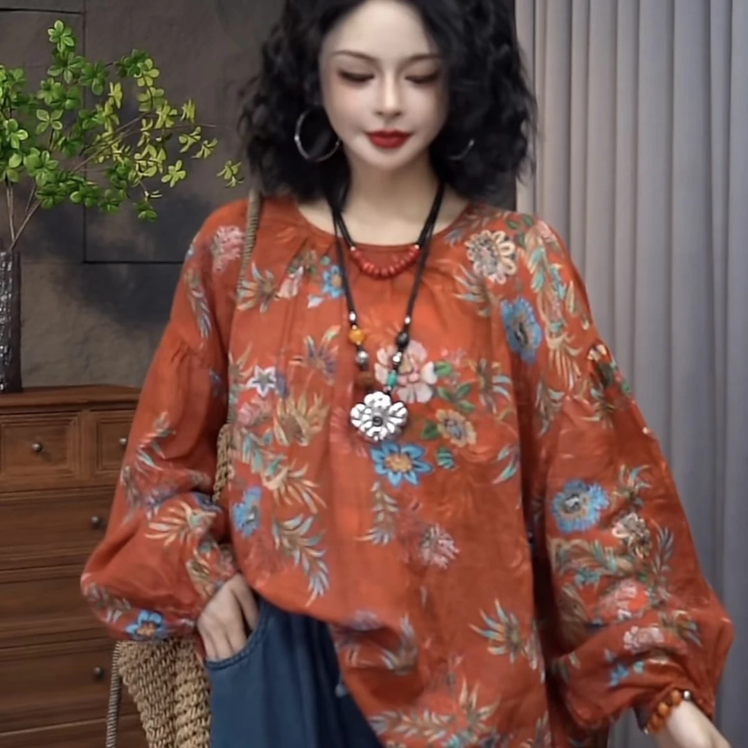 【·月下山茶花·乔一推荐】2025轻奢新中式复古清凉减龄女上衣80010