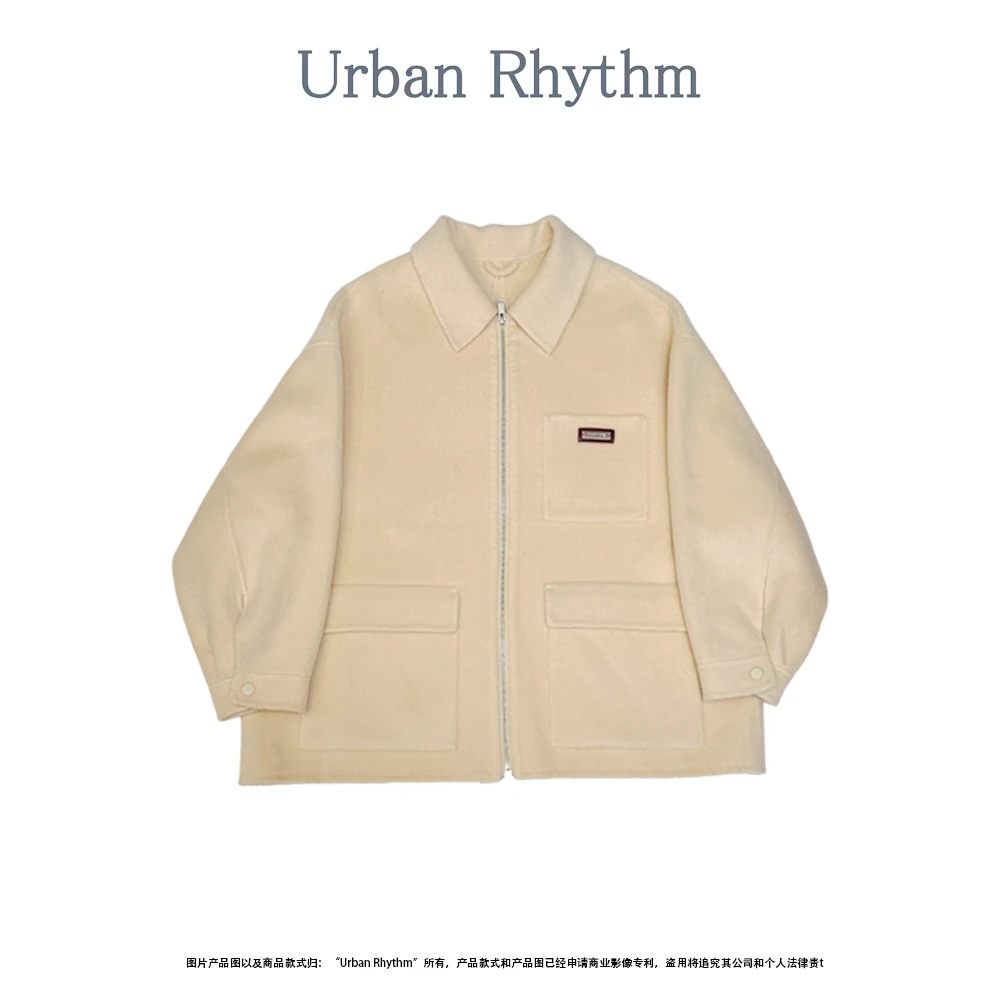 Urban rhythm全羊毛经典方领短款毛呢短款2025秋季新款休闲百搭