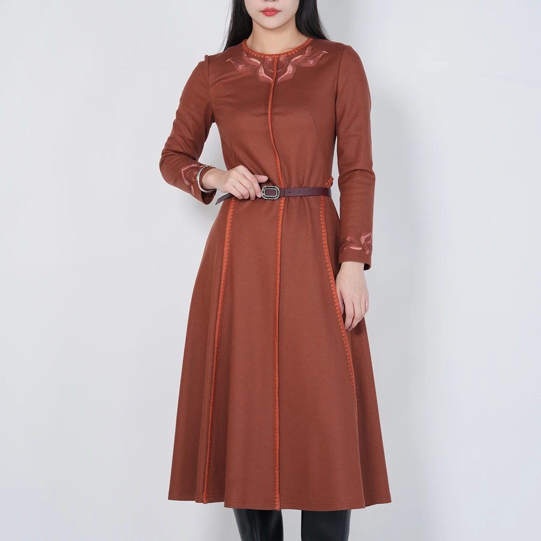 中国风气质刺绣显瘦女士连衣裙YECL040402