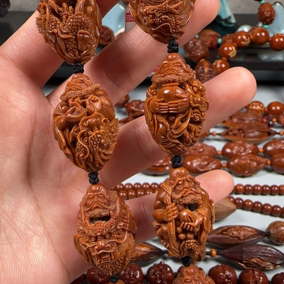 手串橄榄核鸡血水晶核21达摩