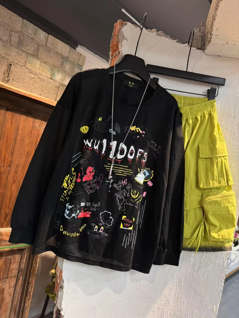 吾 2025【Y】3月27日 儿童男童女童时尚黑色印花T恤5182-