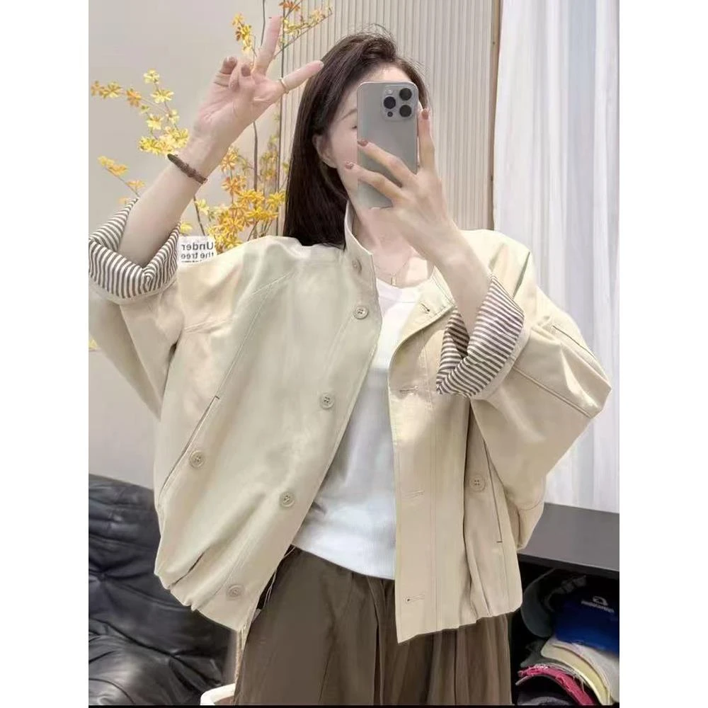 韩系设计感立领棒球服外套女爆款早秋新款宽松显瘦百搭小个子上衣