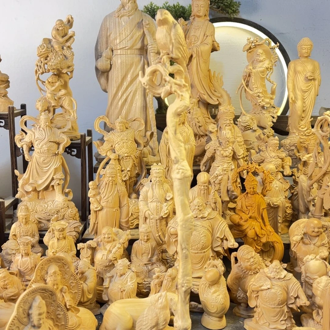 秒***付木小叶黄杨木36高双鸟笔挂有瑕