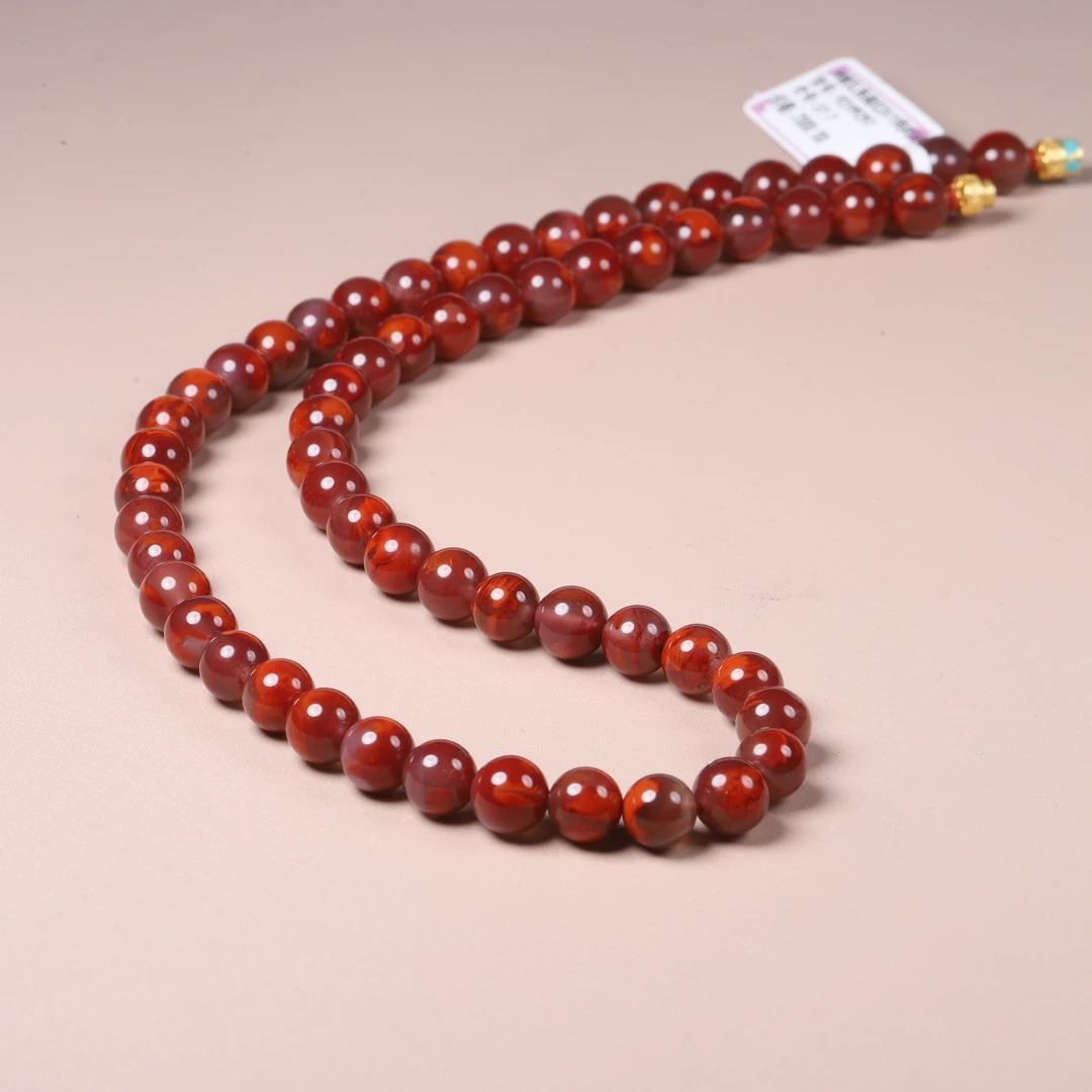 【汪氏精品】南红火焰纹7.5mm+女神链 多样性发其一 XH66-F041