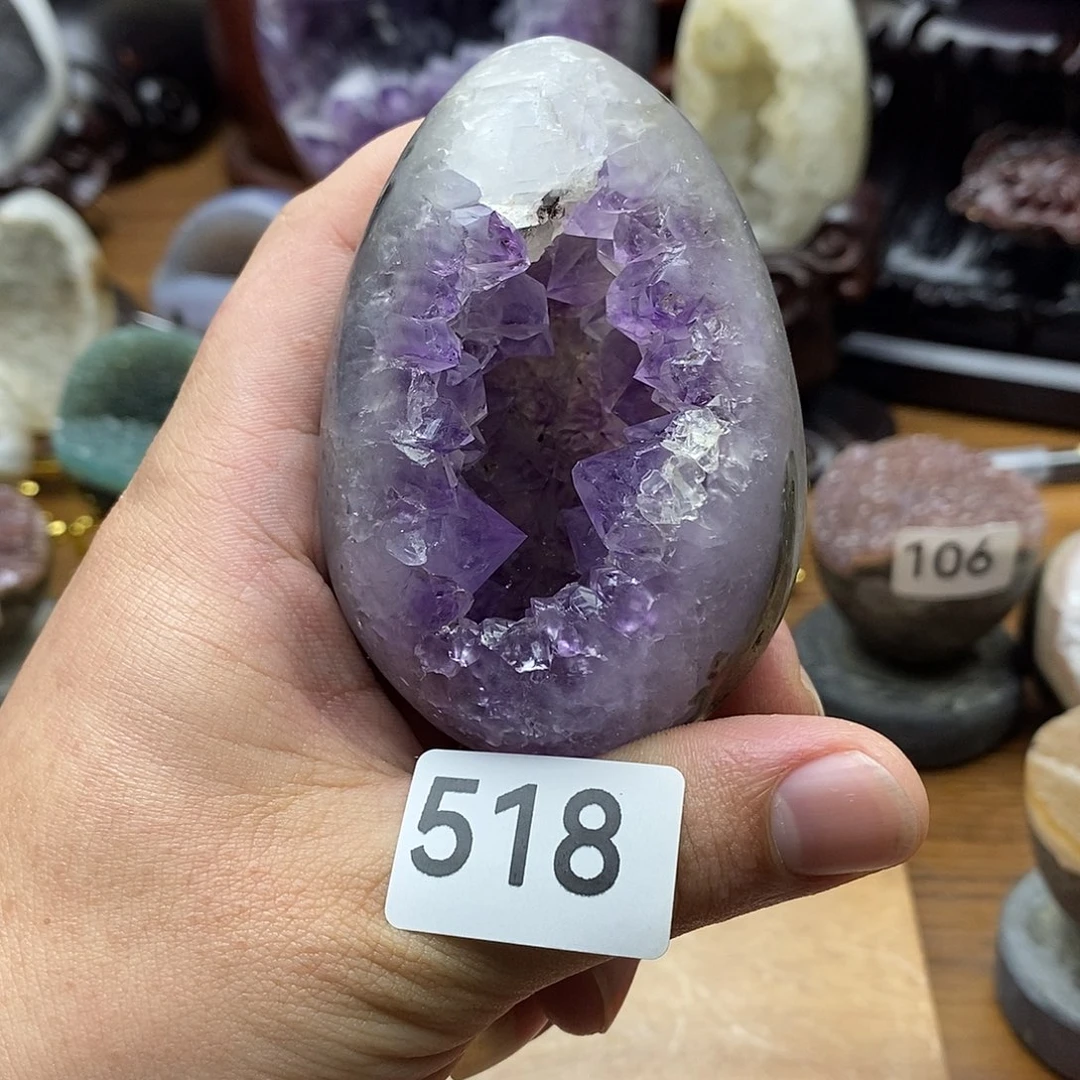 紫晶摆件未镶嵌全抛奇石龙蛋
