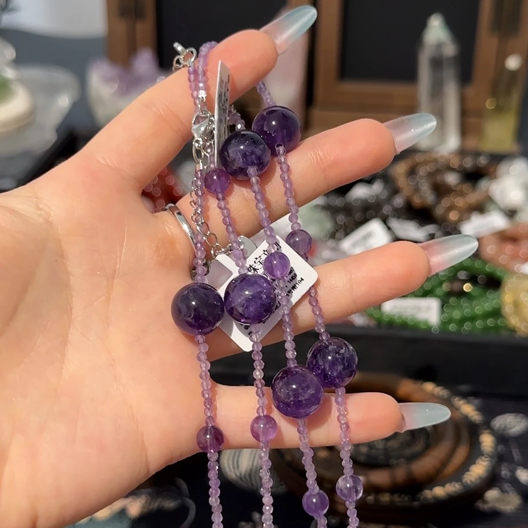 项链水晶未镶嵌乌拉圭紫水晶卡12+ 多样性发一