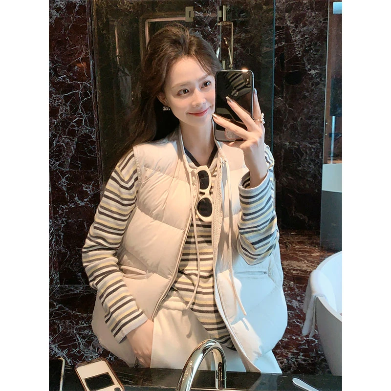 美洋MEIYANG 泡泡格鹅绒马甲【安心鹅绒50+】三防圆领宽松羽绒服