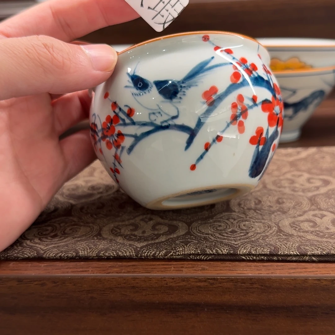 釉下手绘茶具微瑕