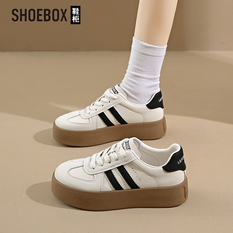 SHOEBOX鞋柜厚底德训鞋女2025秋季新款爆款板鞋百搭小白鞋女鞋