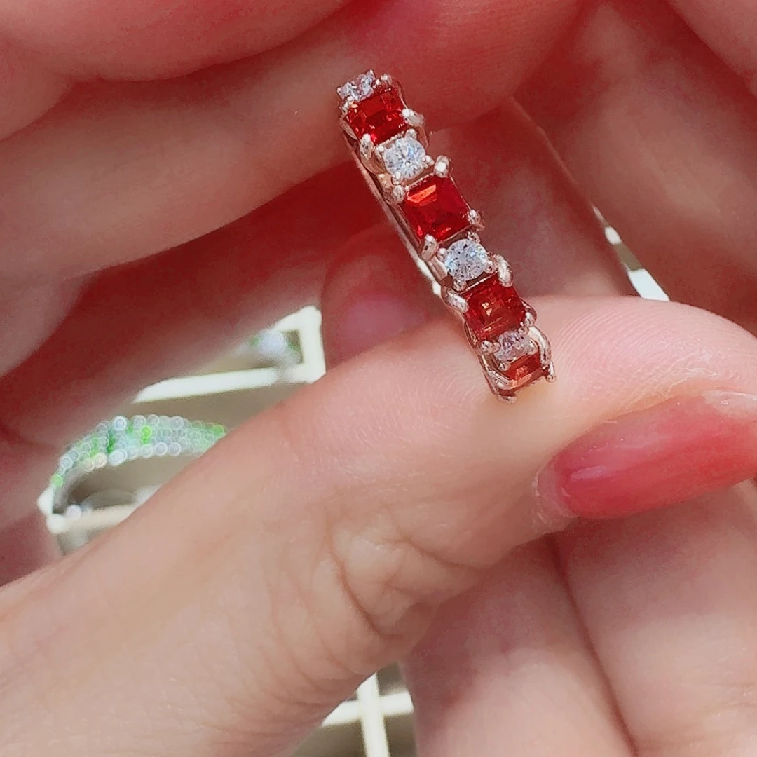 蓝宝石戒指银S925镶嵌戒指