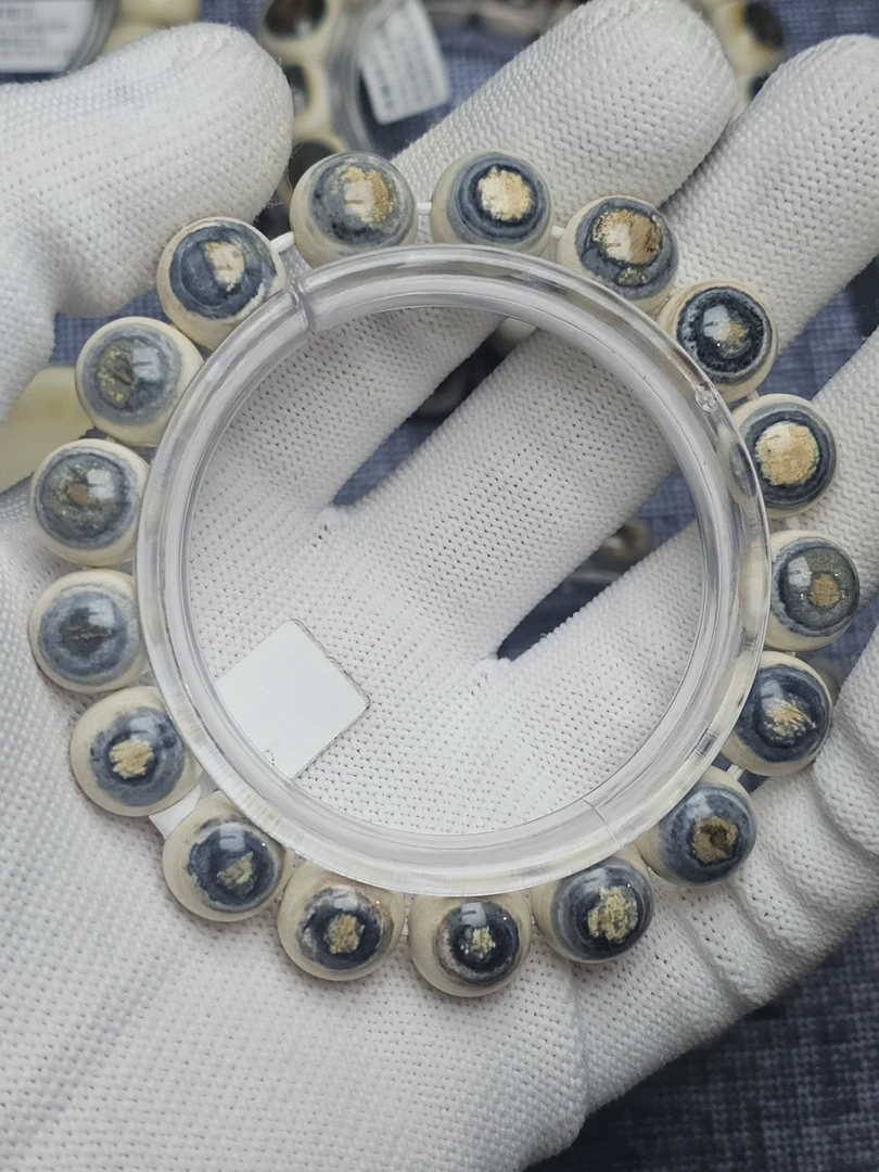 天然猛犸牙1.2蓝眼睛手串