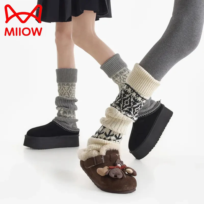 猫人袜套堆堆袜费尔岛风秋冬配连裤袜保暖加厚腿套显瘦女生小腿袜