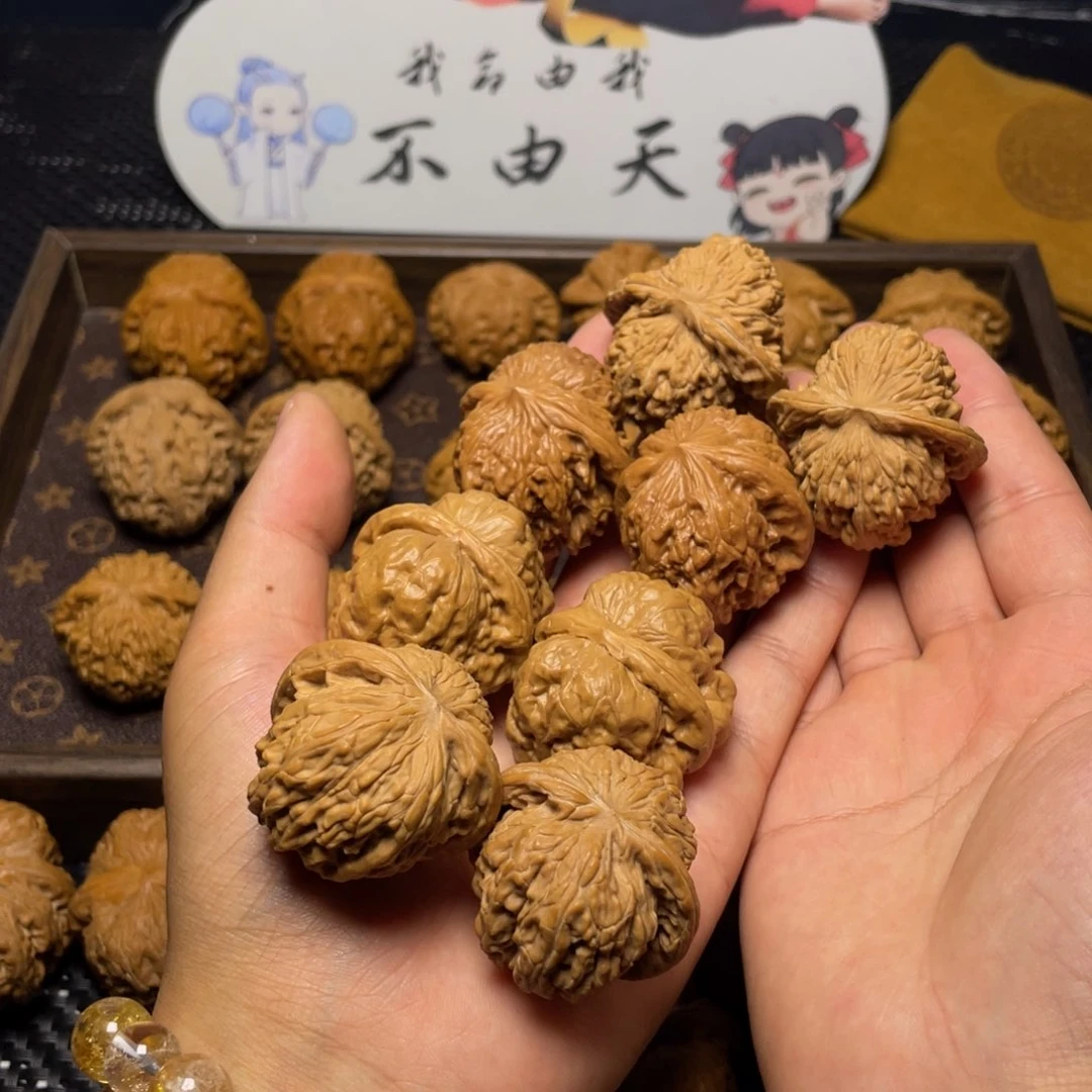 文玩核桃把件蛤蟆 磨盘 凹底 四座楼4对