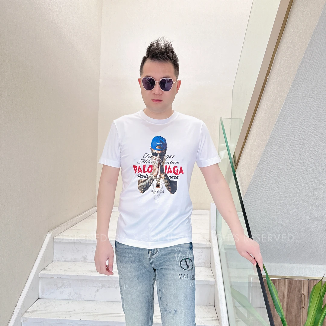 春夏款NL胸口一个帅气小哥男士品质高端轻奢洋气时尚潮牌短袖t恤