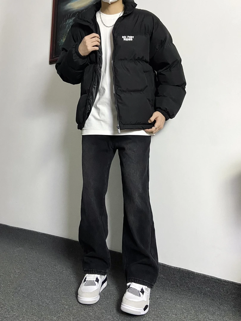 黑色渐变牛仔裤男款春季美式高街复古做旧直筒裤潮牌百搭休闲裤子