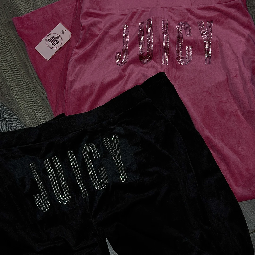 高货！y2k蜜桃烫钻天鹅绒喇叭裤女显瘦休闲