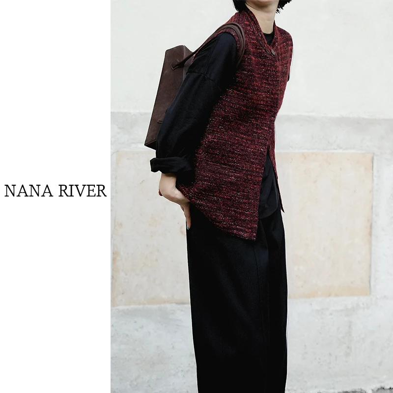 【望日暮】小众极简风马甲初剪羊毛混纺单排扣百搭叠穿针织