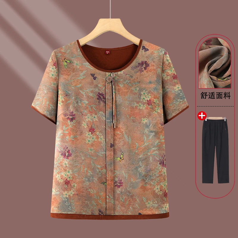 2025中年夏装时髦妈妈装薄款洋气女装衬衫居家服尚连衣裙大码小衫