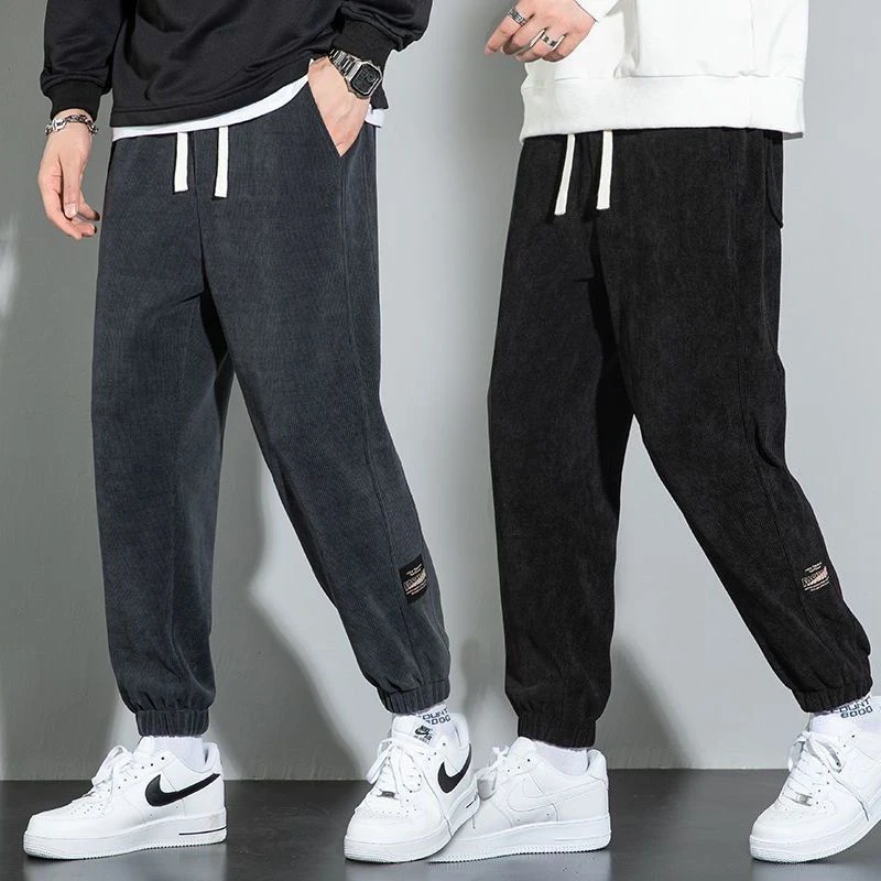 2025新款爆款垂感直筒裤加厚灯芯绒裤子男秋冬季加绒雪尼尔束脚裤