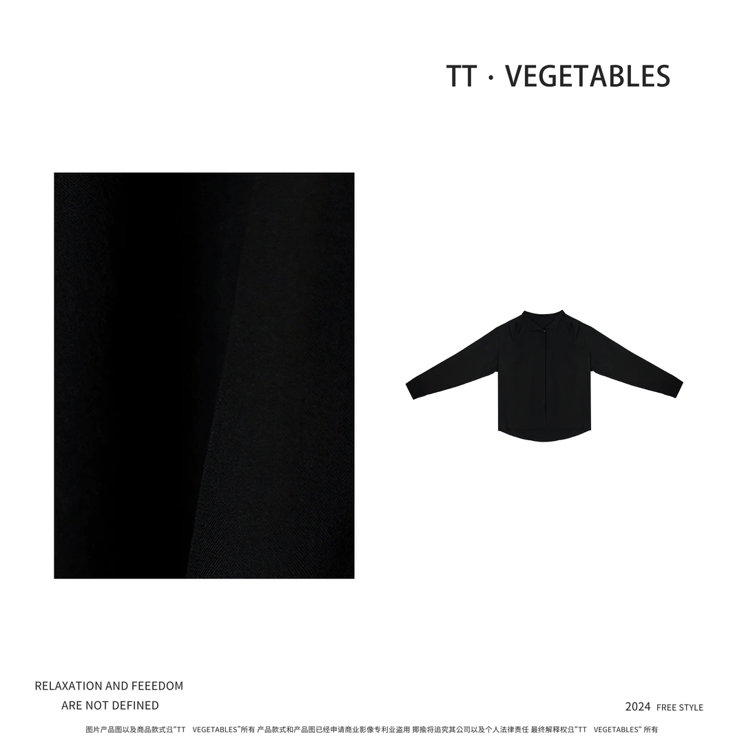 夏兰犹尹 纯色显瘦宽松时尚设计感长衬衫925615