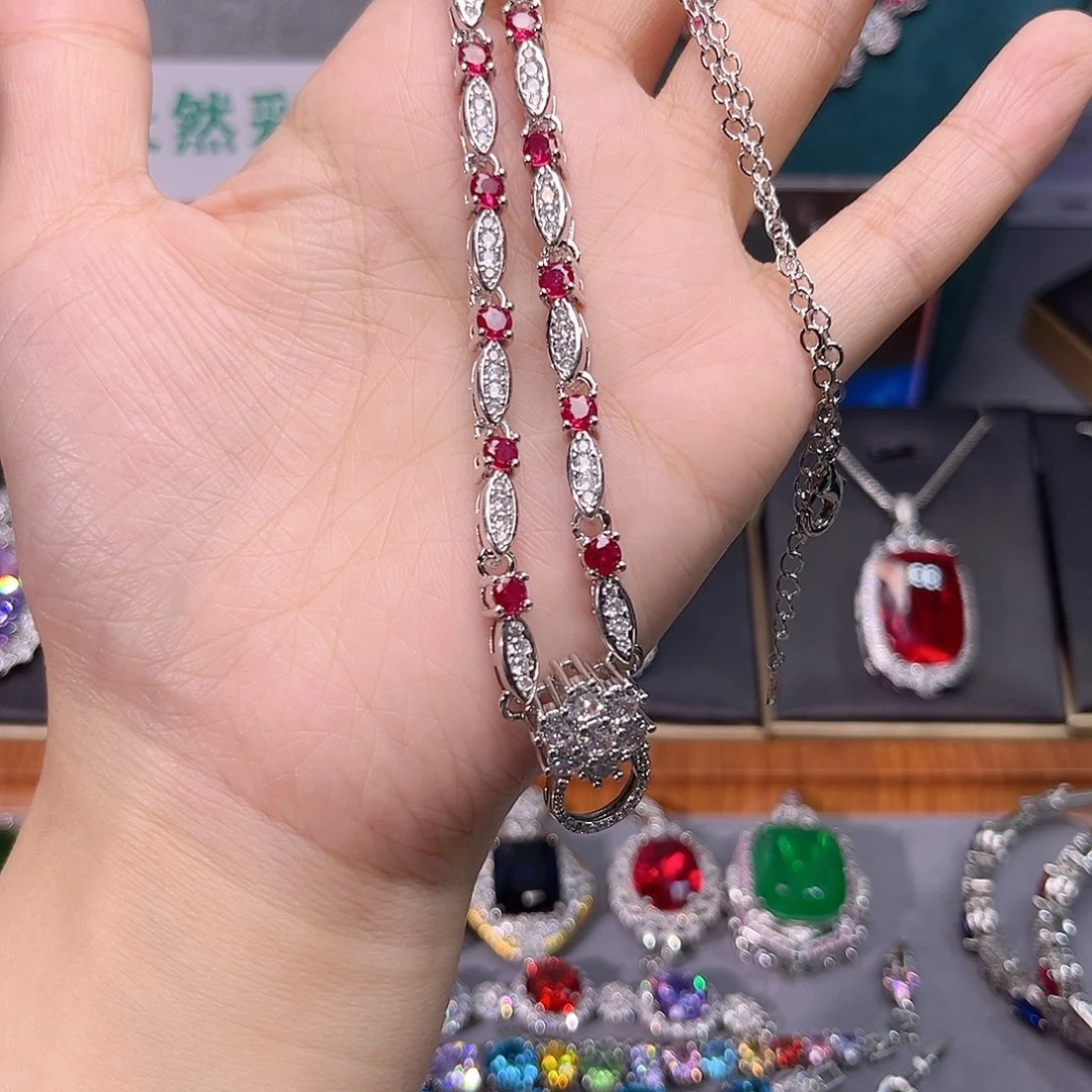 银S925镶嵌颈饰红宝石t z 265