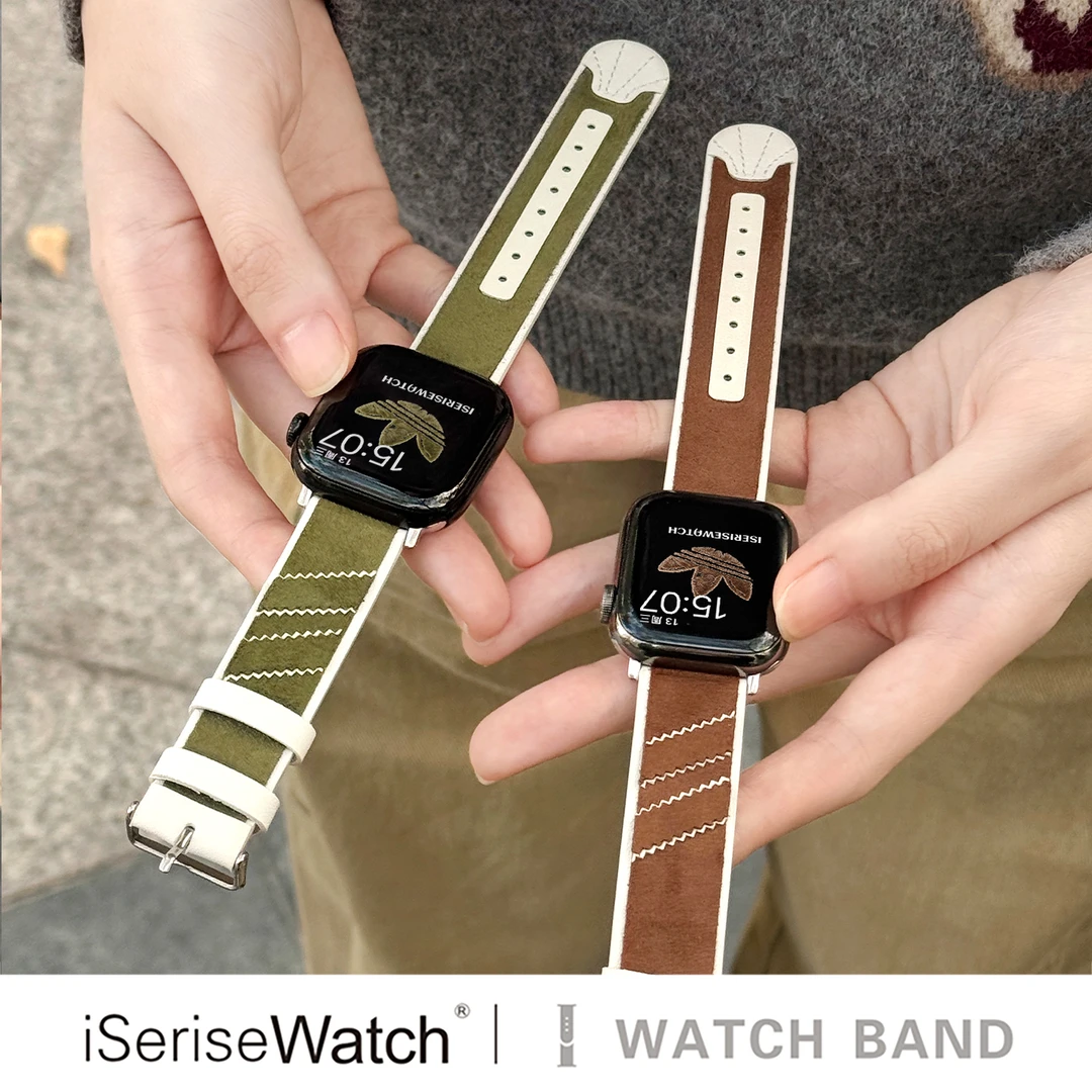 【原创绒面贝壳头】iserisewatch适用手表带s11苹果手表运动风百搭