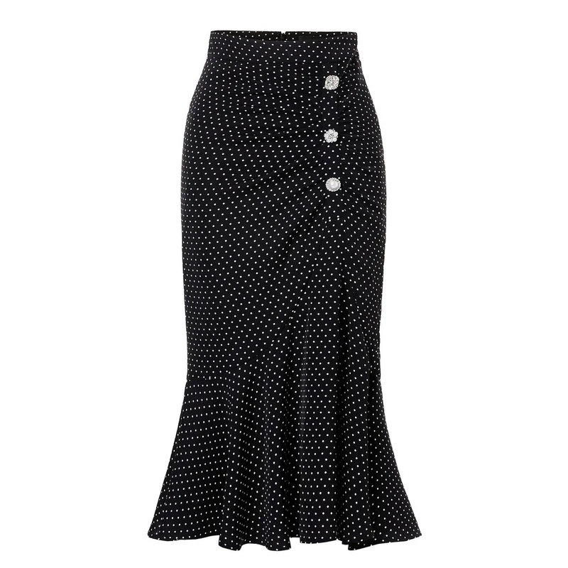 MAXRIENY浪漫复古氛围感赫本风波点鱼尾裙包臀半身裙MC88SK289D00